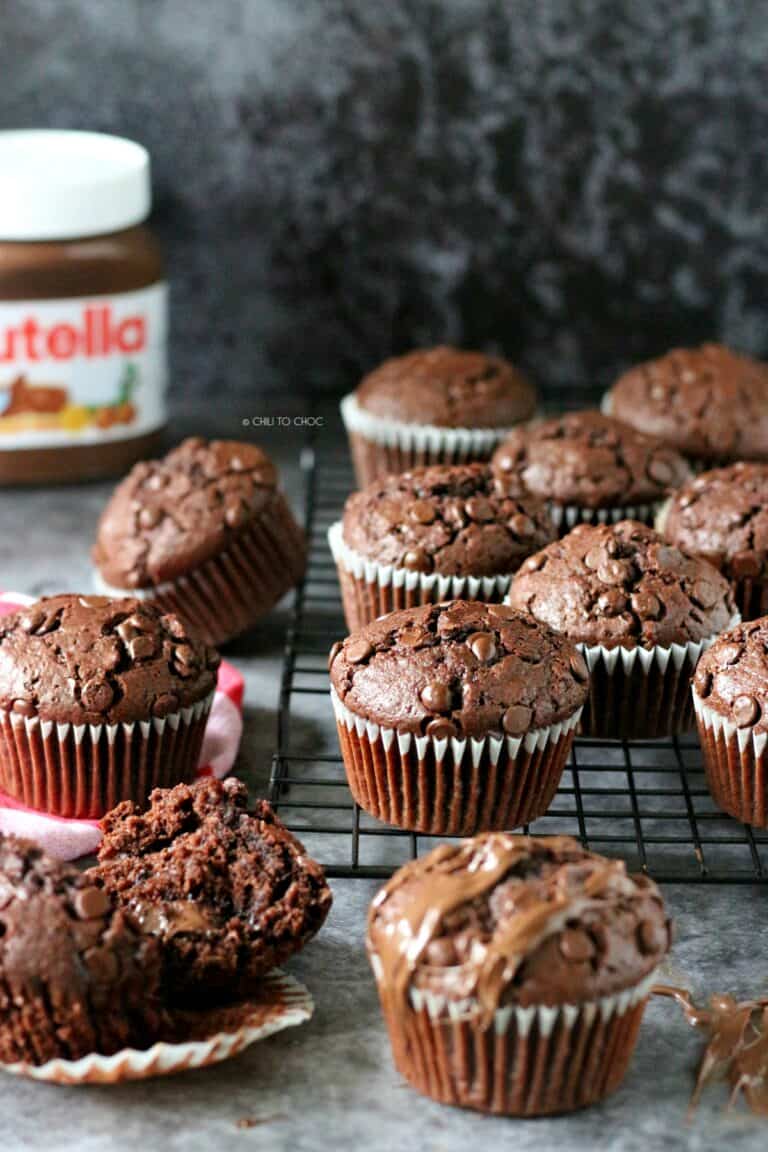 Nutella Stuffed Double Chocolate Muffins Chili To Choc