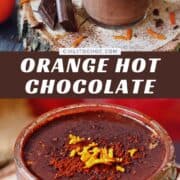 Pinterest graphic for orange hot chocolate.