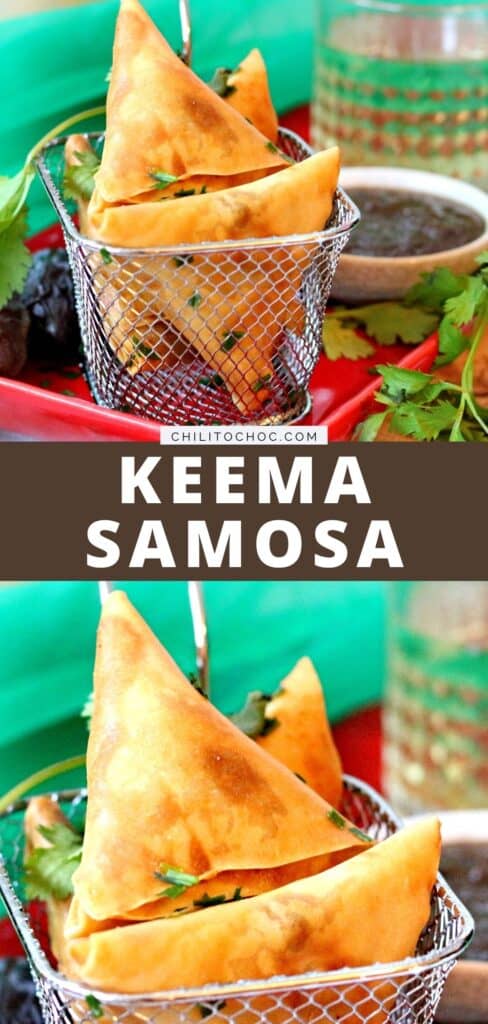 pinterest graphic for keema samosa