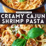 Pinterest graphic for Creamy Cajun Shrimp Pasta.