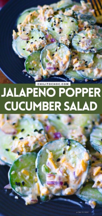 Pinterest graphic for Jalapeno Popper Cucumber Salad.