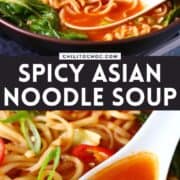 Pinterest collage for Asian noodle soup.