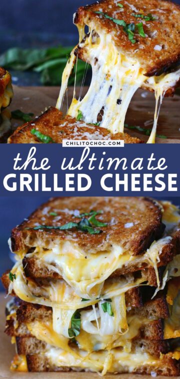 Pinterest graphic for sourdough grilled cheese sandwich.