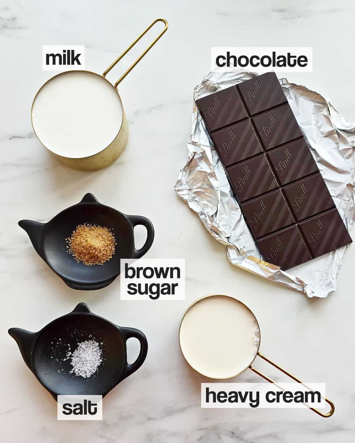 Labeled ingredients for French Hot Chocolate.