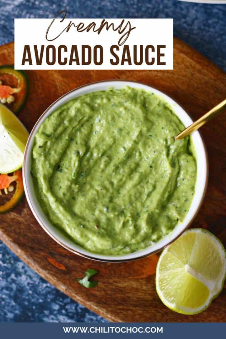 Pinterest graphic for Creamy Avocado Sauce.