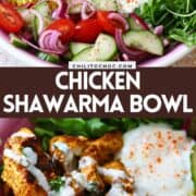 Pinterest collage for chicken shawarma bowl.