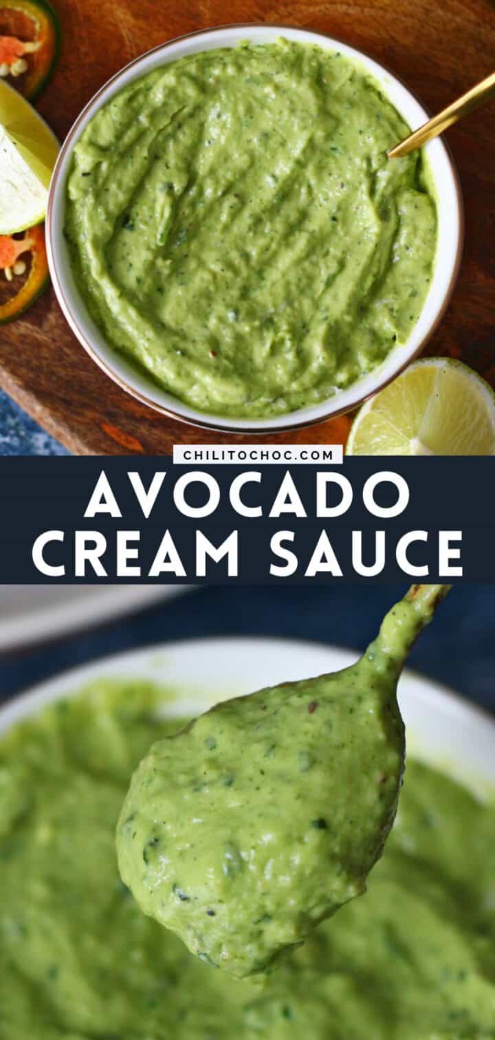 Pinterest collage for Avocado Cream Sauce.