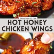 Pinterest collage for hot honey chicken wings.