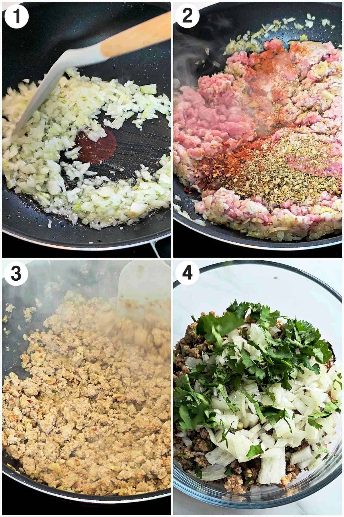 Step by step instruction for making keema samosa stuffing.